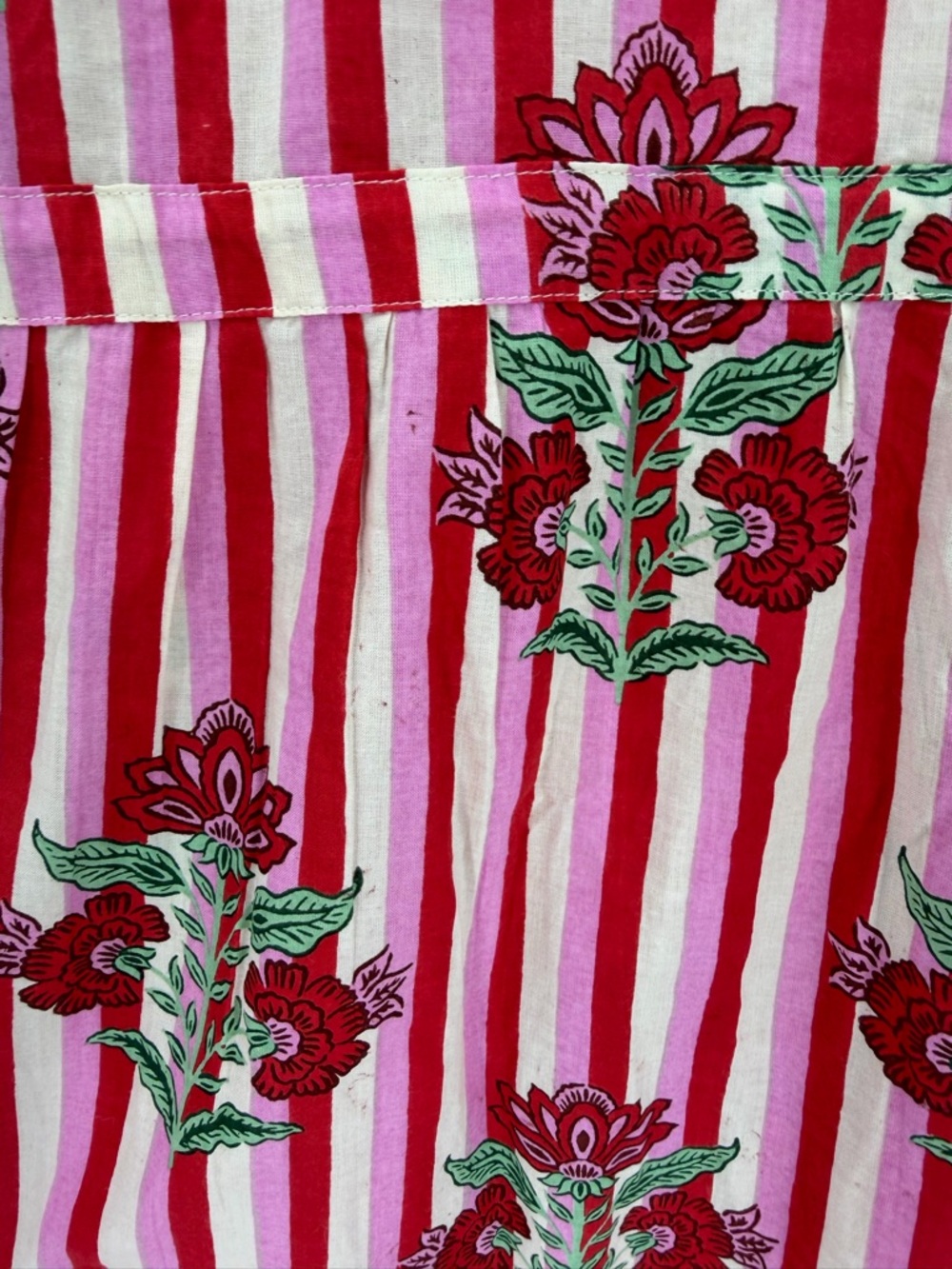 Printfresh Maison Dress Carnation Stripes Scarlet Petal L Feminine Hearts Midi - Picture 7 of 10
